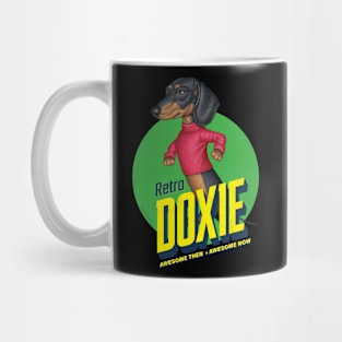 Retro Black Dachshund Walking Mug